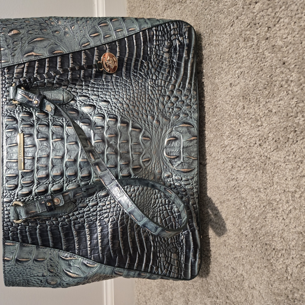 Brahmin Blue Crocodile Embossed Tote